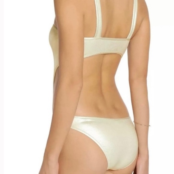 Melissa Odabash Gold Metallic Cut Out One Piece Swimsuit sz 4 - Picture 8 of 10